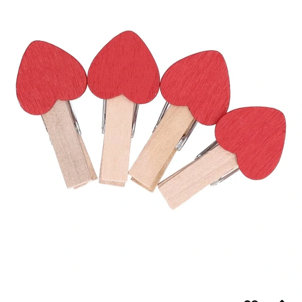 🌼$5🌼Red Heart Wooden Clothespins for Party Decor